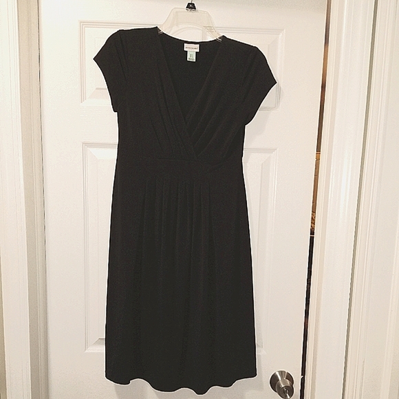 Motherhood Maternity black slinky empire waist, v-neck dress - small - Picture 4 of 4